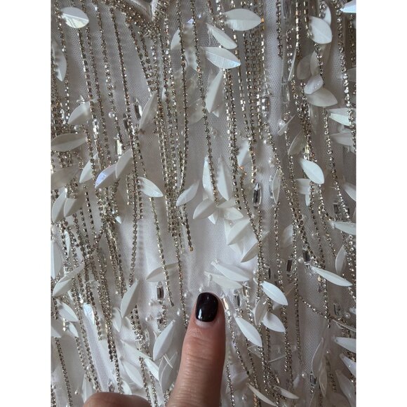 retrofete Haven Embellished Mini Dress White/Silver Womens Size Medium - Picture 10 of 16